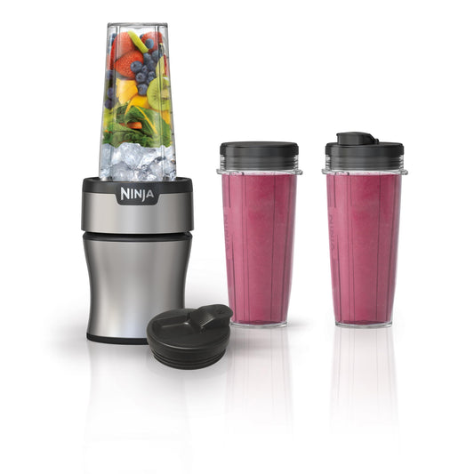 Ninja Fit Compact Personal Blender | Portable Blender for Smoothies, Shakes, and Frozen Blending | Includes (2) 16-oz. To-Go Cups and Spout Lids | 700 Watt | Black | QB3001SS