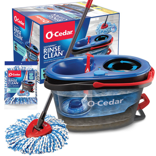 O-Cedar RinseClean Spin Mop & Bucket System | Clean with Water | Removes 99% of Bacteria